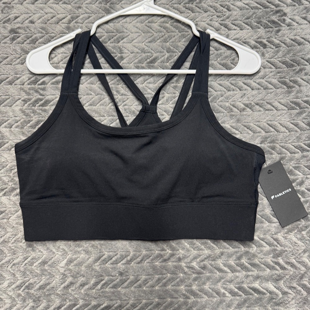 Fabletics Strappy Back Principle High Impact Sports Bra Large Black NWT (1931)